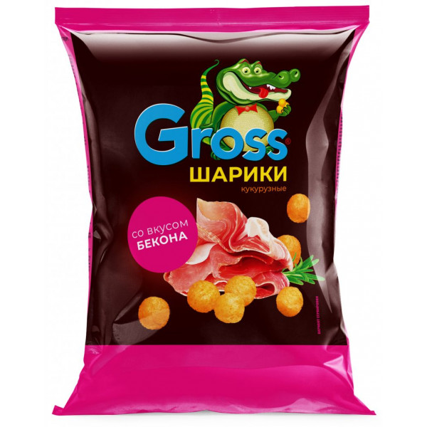 Купить Шарики кукурузные со вкусом бекона "Gross" 60гр/20 Купить Шарики кукурузные со вкусом бекона "Gross" 60гр/20