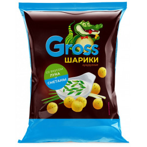 Шарики кукурузные со вкусом лука и сметаны "Gross" 60гр