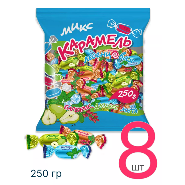 Карамель леденцовая вкус барбариса, дюшеса, мяты 250 гр./16 шт Карамель леденцовая вкус барбариса, дюшеса, мяты 250 гр./16 шт