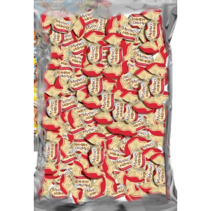 Мини-карамель молочная "Милкомания" со вкусом клубника со сливками 1кг/6 шт