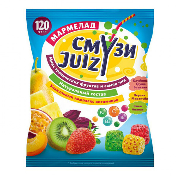 Витаминизированный Мармелад "Смузи juizy" микс с семенами чиа 120 гр./16 шт Витаминизированный Мармелад "Смузи juizy" микс с семенами чиа 120 гр./16 шт