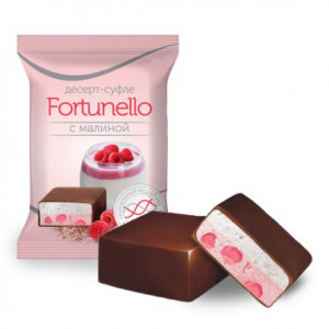 Конфеты в шок.глазури "Fortunello" суфле с малиной, мармеладом и коллагеном 1 кг/4 шт