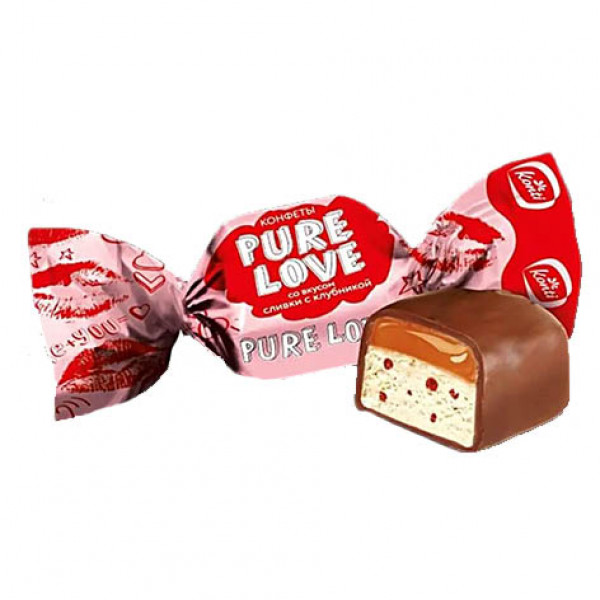 Купить Конфеты Pure Love со вкусом сливки клубники 500гр Купить Конфеты Pure Love со вкусом сливки клубники 500гр