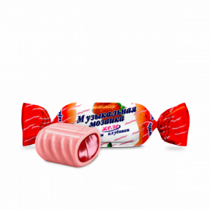 Карамель с желейной начинкой Музыкальная мозайка желе со вкусом клубники 1кг/8