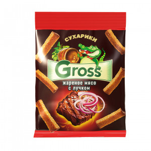 Gross сухарики со вкусом жареного мяса с лучком 40гр/60