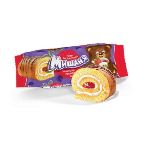 Купить Рулет бисквитный "Мишаня" со вкусом пломбира и клубники 160гр Купить Рулет бисквитный "Мишаня" со вкусом пломбира и клубники 160гр