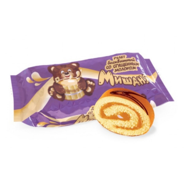 Купить Рулет бисквитный "Мишаня" со сгущенным молоком 160гр Купить Рулет бисквитный "Мишаня" со сгущенным молоком 160гр