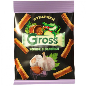 Gross сухарики со вкусом чеснока с зеленью  40гр/60