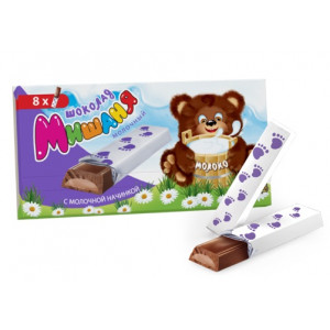 Шоколад "Мишаня" с молочной начинкой 90гр